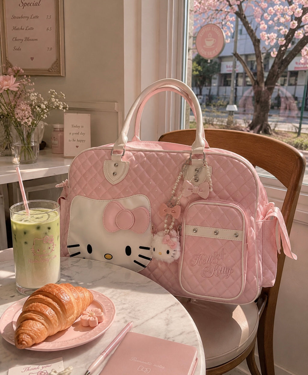 Hello Kitty PU Crossbody Travel Bag – Large Capacity Cute Tote & Makeup Bag for Women and Girls