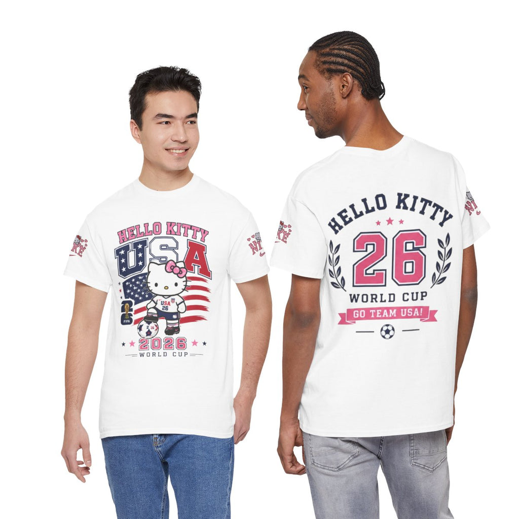 Hello Kitty USA World Cup T-Shirt – Cute Soccer Fan Graphic Tee, Cartoon Football Lover Shirt, Kawaii Sports Fashion Unisex.