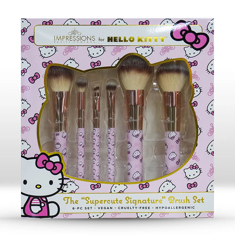 Hello Kitty Makeup Brush Set – Professional Blusher, Eyeshadow & Powder Brushes – Kawaii Cosmetic Tool Kit for Women & Girls