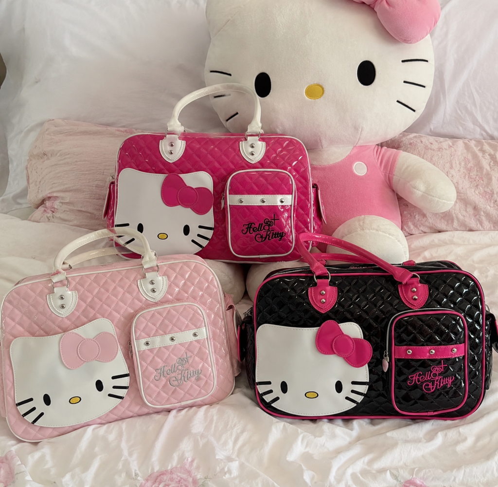 Hello Kitty PU Crossbody Travel Bag – Large Capacity Cute Tote & Makeup Bag for Women and Girls
