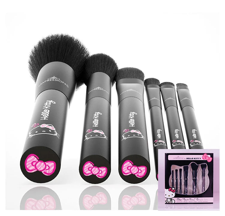 Hello Kitty Makeup Brush Set – Professional Blusher, Eyeshadow & Powder Brushes – Kawaii Cosmetic Tool Kit for Women & Girls