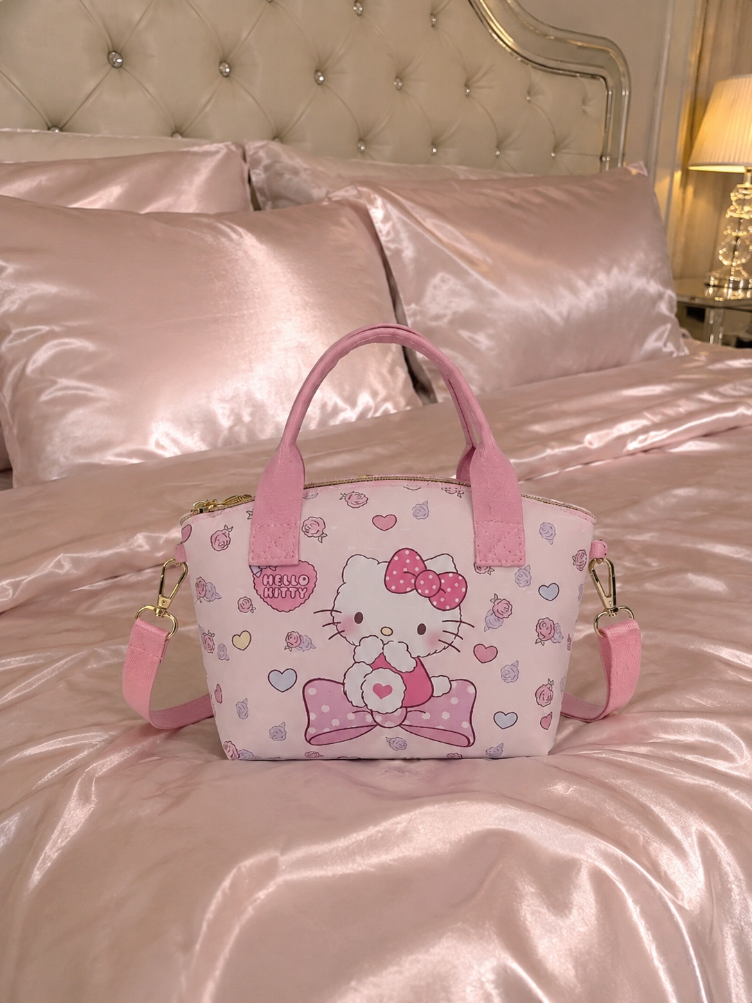 Hello Kitty & Friends Printed Tote Bag – Cute Cinnamoroll, Kuromi & My Melody Shoulder Handbag
