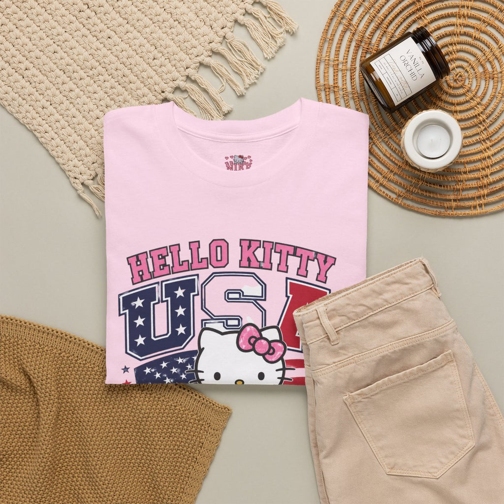 Hello Kitty USA World Cup T-Shirt – Cute Soccer Fan Graphic Tee, Cartoon Football Lover Shirt, Kawaii Sports Fashion Unisex.