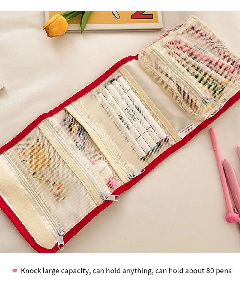 Hello Kitty Foldable Makeup Bag Large Capacity Portable Travel Toiletry Organizer For Cosmetics Skincare Gift For Ladies.
