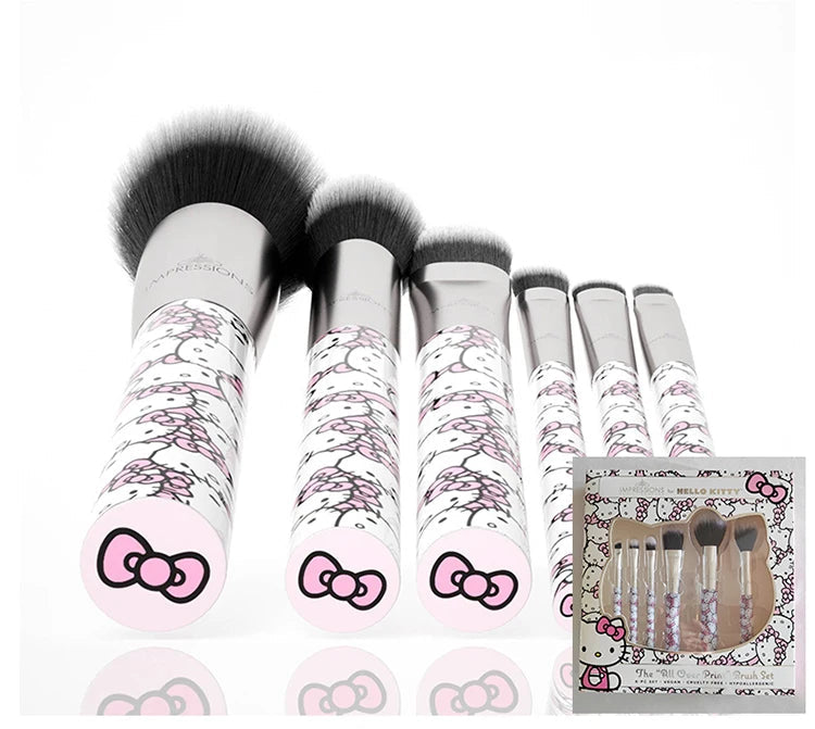 Hello Kitty Makeup Brush Set – Professional Blusher, Eyeshadow & Powder Brushes – Kawaii Cosmetic Tool Kit for Women & Girls