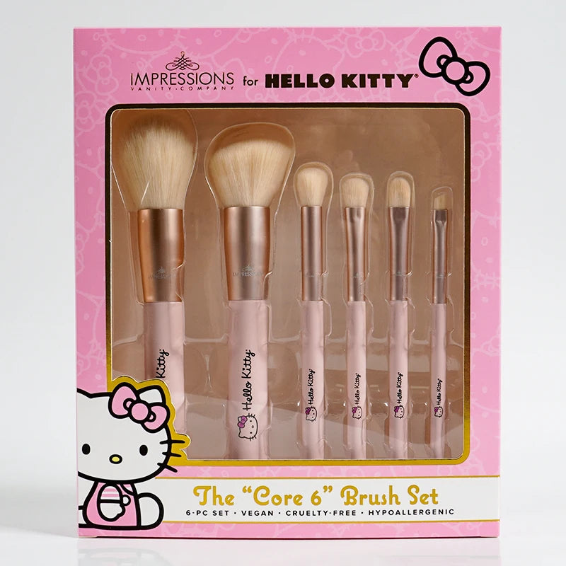 Hello Kitty Makeup Brush Set – Professional Blusher, Eyeshadow & Powder Brushes – Kawaii Cosmetic Tool Kit for Women & Girls