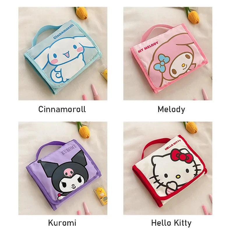 Hello Kitty Foldable Makeup Bag Large Capacity Portable Travel Toiletry Organizer For Cosmetics Skincare Gift For Ladies.
