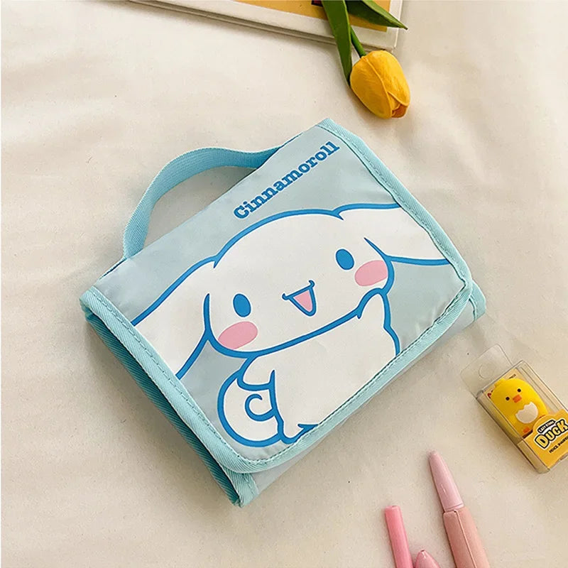Hello Kitty Foldable Makeup Bag Large Capacity Portable Travel Toiletry Organizer For Cosmetics Skincare Gift For Ladies.