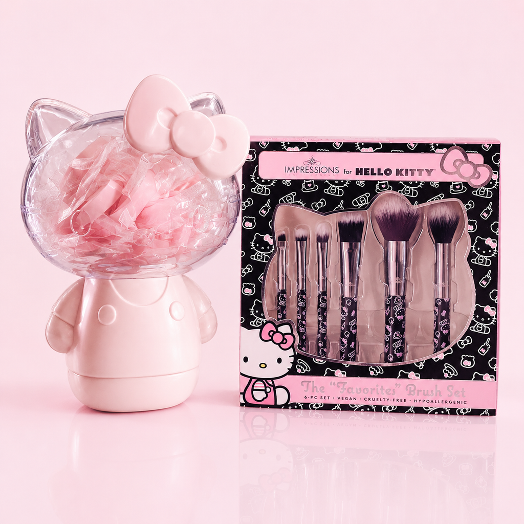 Hello Kitty Makeup Brush Set – Professional Blusher, Eyeshadow & Powder Brushes – Kawaii Cosmetic Tool Kit for Women & Girls
