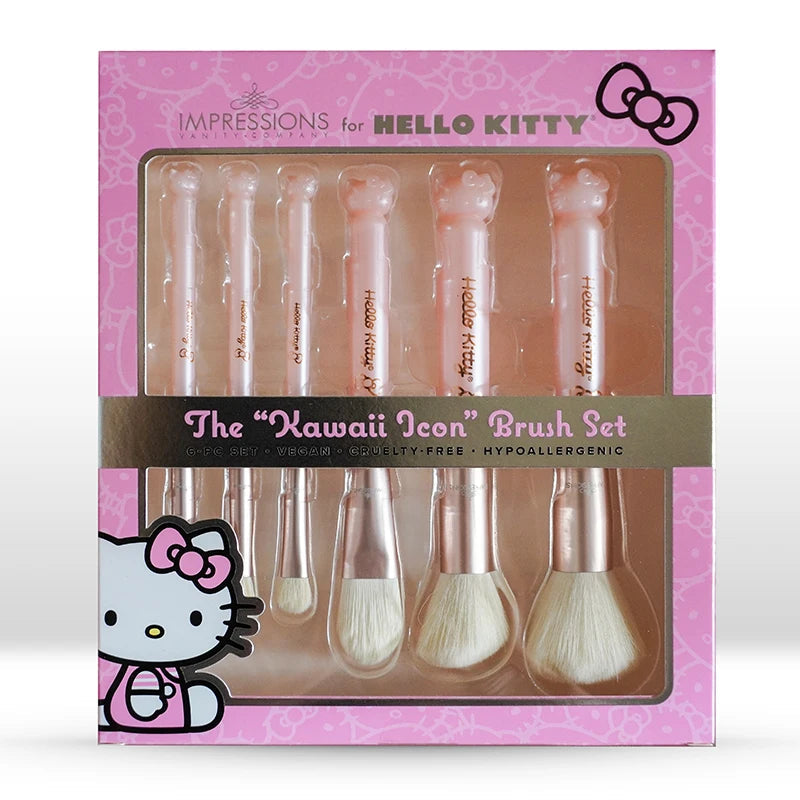 Hello Kitty Makeup Brush Set – Professional Blusher, Eyeshadow & Powder Brushes – Kawaii Cosmetic Tool Kit for Women & Girls