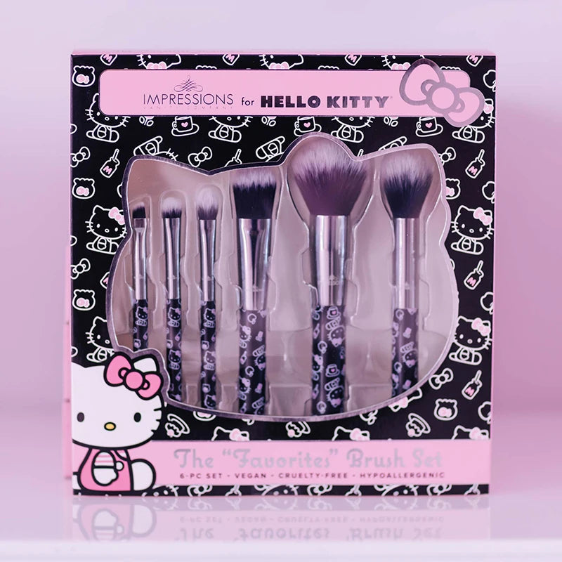 Hello Kitty Makeup Brush Set – Professional Blusher, Eyeshadow & Powder Brushes – Kawaii Cosmetic Tool Kit for Women & Girls