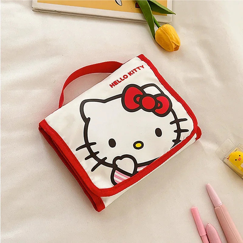 Hello Kitty Foldable Makeup Bag Large Capacity Portable Travel Toiletry Organizer For Cosmetics Skincare Gift For Ladies.