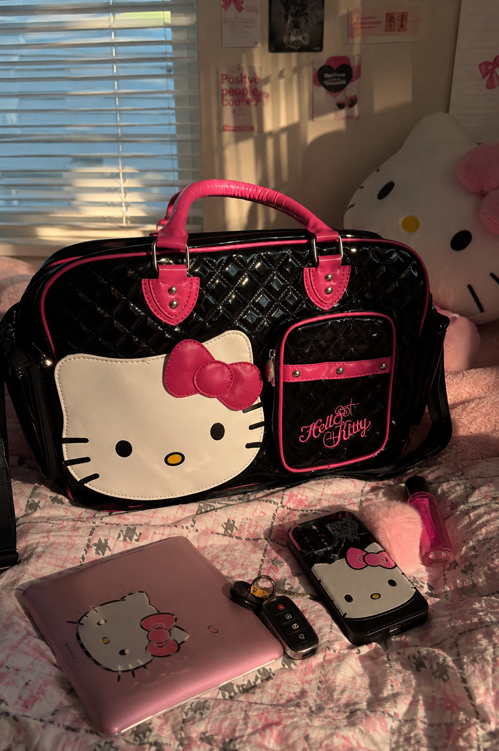 Hello Kitty PU Crossbody Travel Bag – Large Capacity Cute Tote & Makeup Bag for Women and Girls