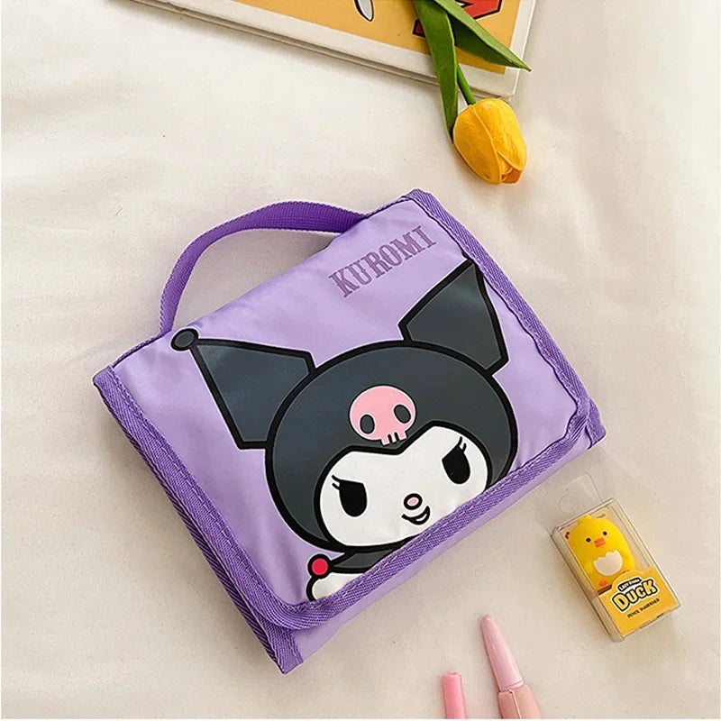 Hello Kitty Foldable Makeup Bag Large Capacity Portable Travel Toiletry Organizer For Cosmetics Skincare Gift For Ladies.