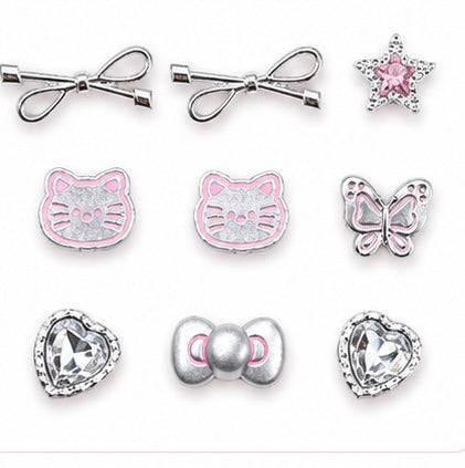 Cute Kitty Shoe Charms – Cat & Bow Sandal Accessories for Clogs, Slippers & Hole Shoes