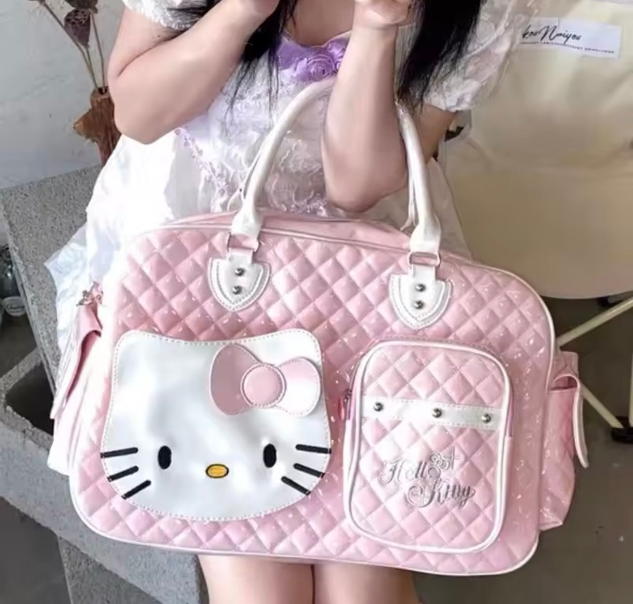 Hello Kitty PU Crossbody Travel Bag – Large Capacity Cute Tote & Makeup Bag for Women and Girls