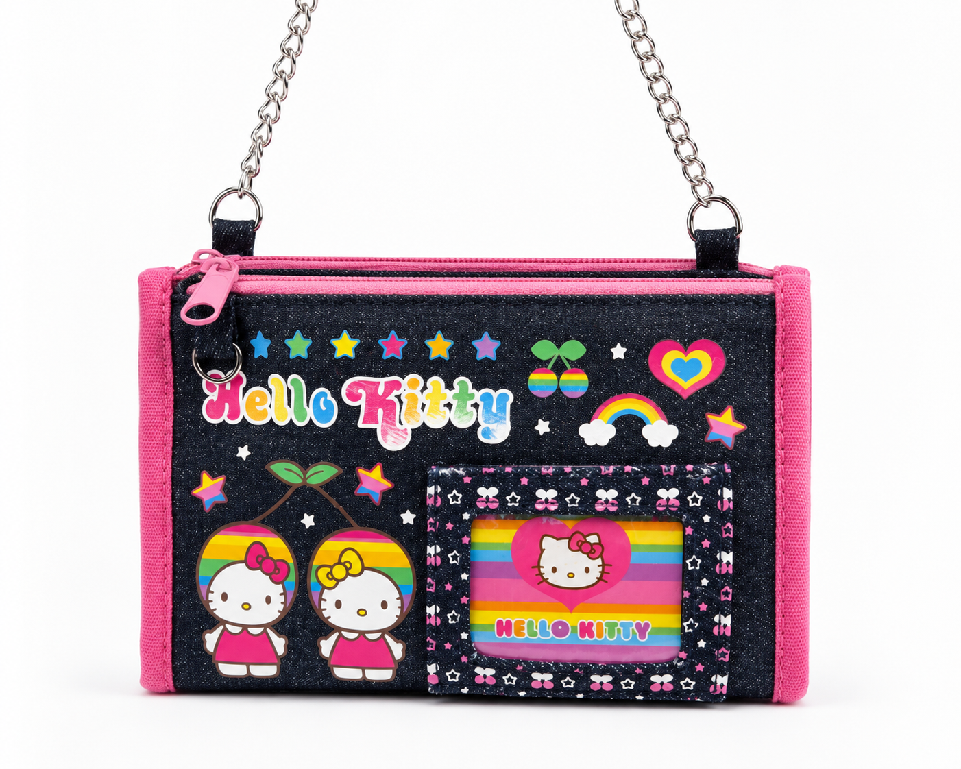 Hello Kitty Denim Mini Shoulder Bag Rainbow Kawaii Y2K Crossbody Purse