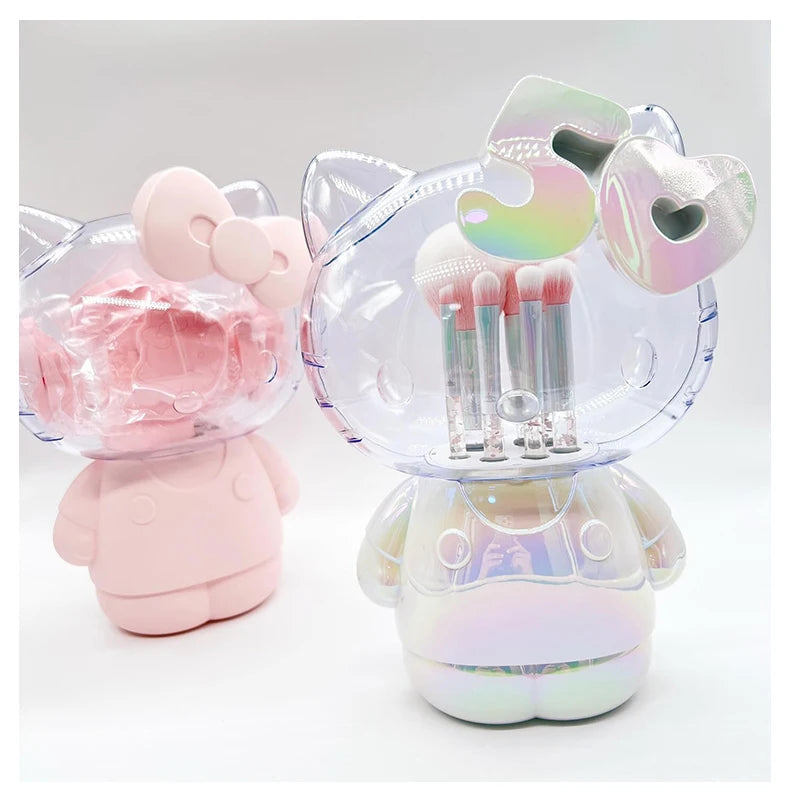Hello Kitty Makeup Brush Set – Professional Blusher, Eyeshadow & Powder Brushes – Kawaii Cosmetic Tool Kit for Women & Girls
