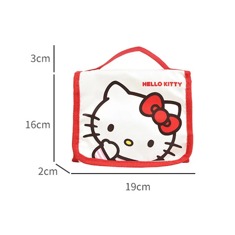 Hello Kitty Foldable Makeup Bag Large Capacity Portable Travel Toiletry Organizer For Cosmetics Skincare Gift For Ladies.