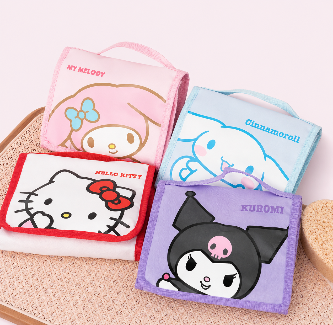 Hello Kitty Foldable Makeup Bag Large Capacity Portable Travel Toiletry Organizer For Cosmetics Skincare Gift For Ladies.