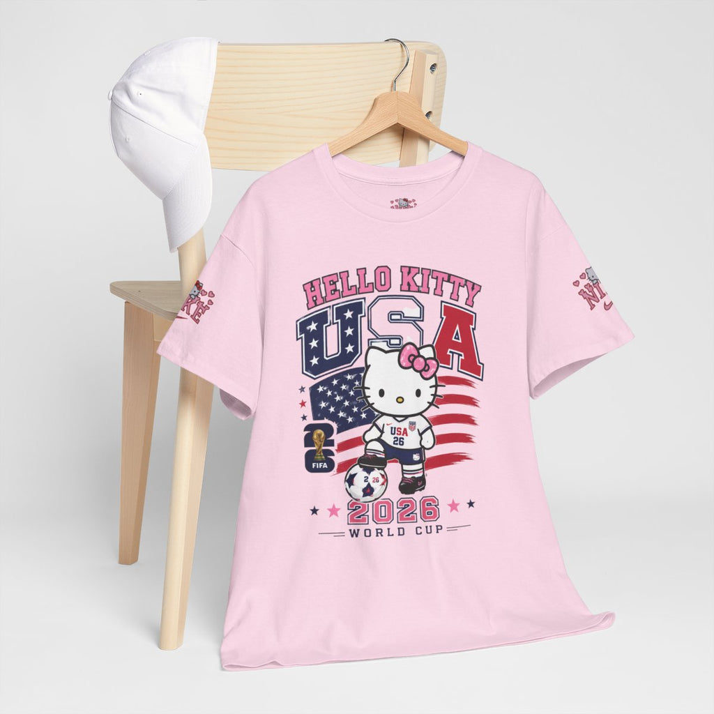 Hello Kitty USA World Cup T-Shirt – Cute Soccer Fan Graphic Tee, Cartoon Football Lover Shirt, Kawaii Sports Fashion Unisex.