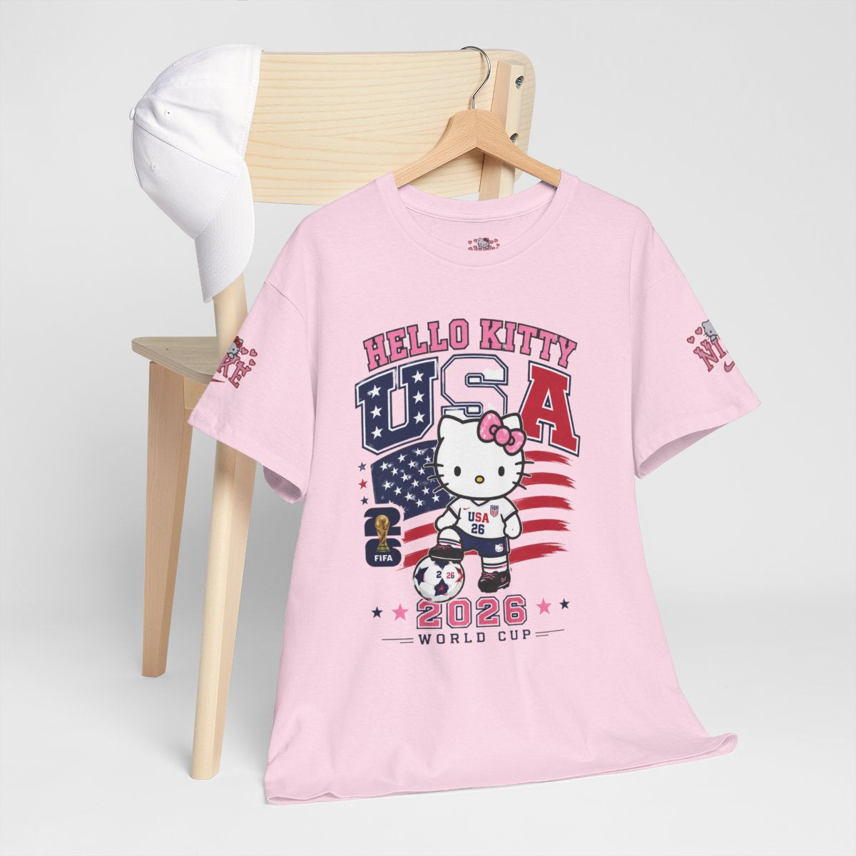 Hello Kitty USA World Cup T-Shirt – Cute Soccer Fan Graphic Tee, Cartoon Football Lover Shirt, Kawaii Sports Fashion Unisex.