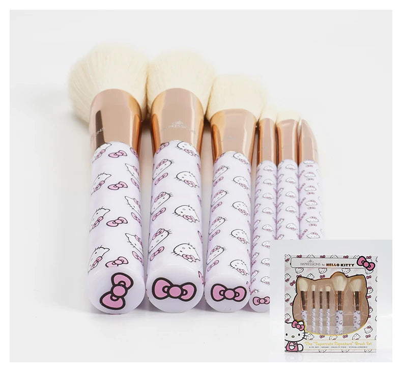 Hello Kitty Makeup Brush Set – Professional Blusher, Eyeshadow & Powder Brushes – Kawaii Cosmetic Tool Kit for Women & Girls