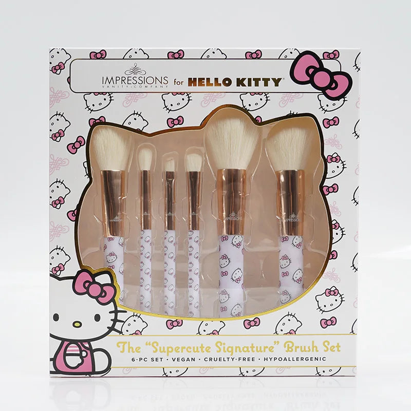 Hello Kitty Makeup Brush Set – Professional Blusher, Eyeshadow & Powder Brushes – Kawaii Cosmetic Tool Kit for Women & Girls