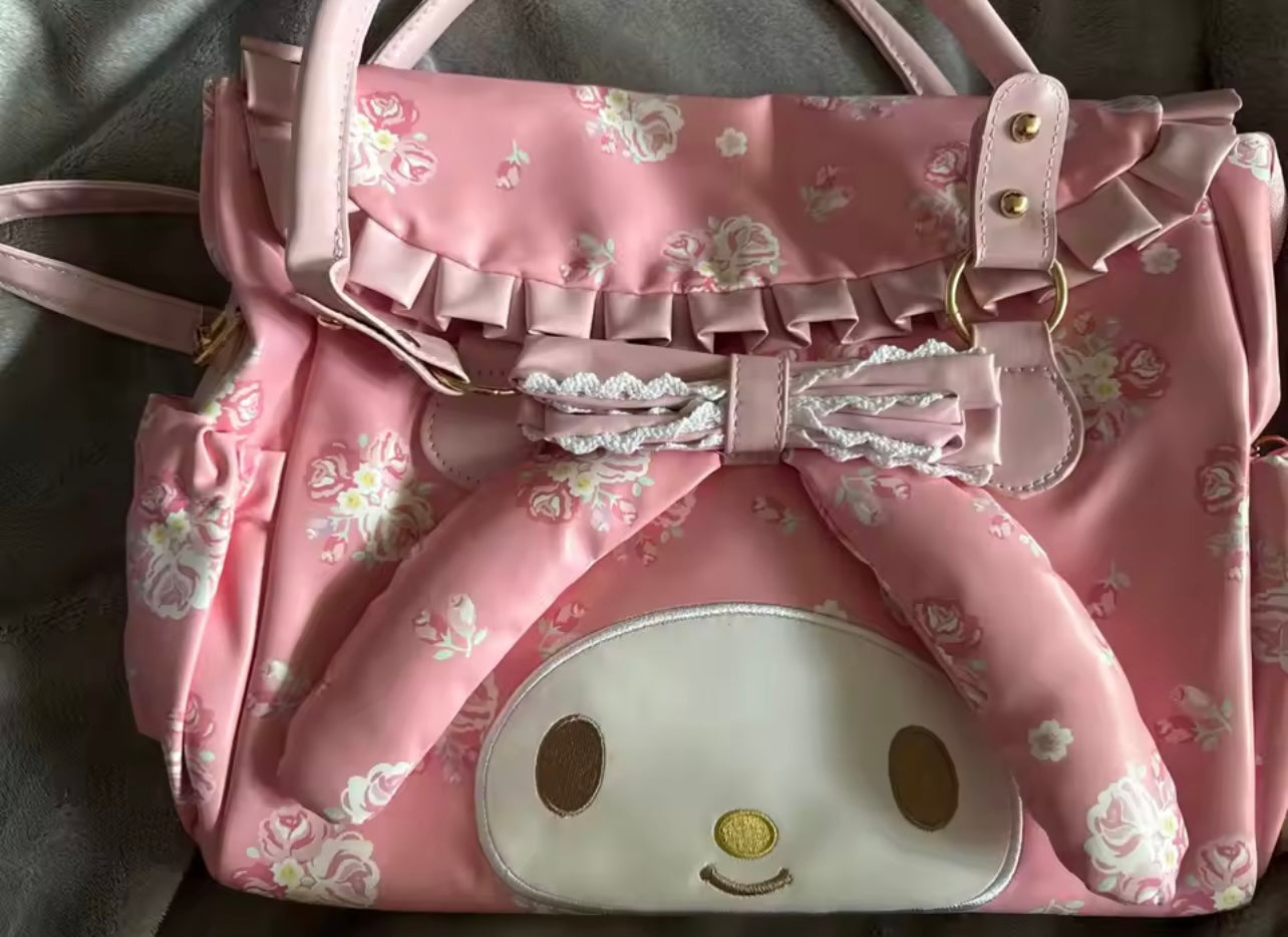 My Melody Cartoon Cute Shoulder Bag – Large Capacity Tote Bag, Handheld & Shoulder Purse, Kawaii Floral Commuter Bag, Birthday Gift for Women & Girls