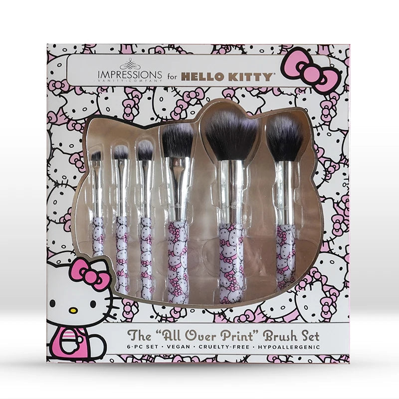 Hello Kitty Makeup Brush Set – Professional Blusher, Eyeshadow & Powder Brushes – Kawaii Cosmetic Tool Kit for Women & Girls