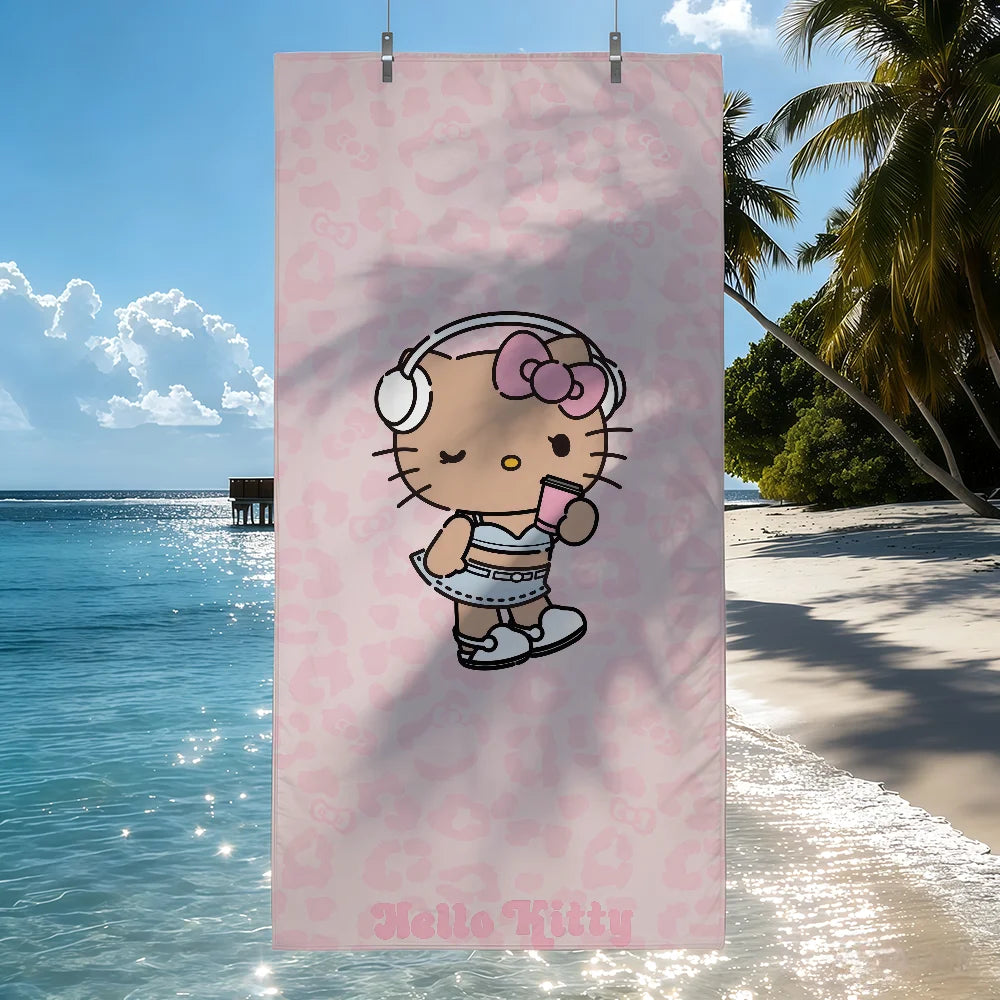 Sa H-HelloK-Kitty Leopard DarkSkinned Hottie Quick Drying Beach Towels Are Suitable For Swimming Pools Camping Yoga And The Gym