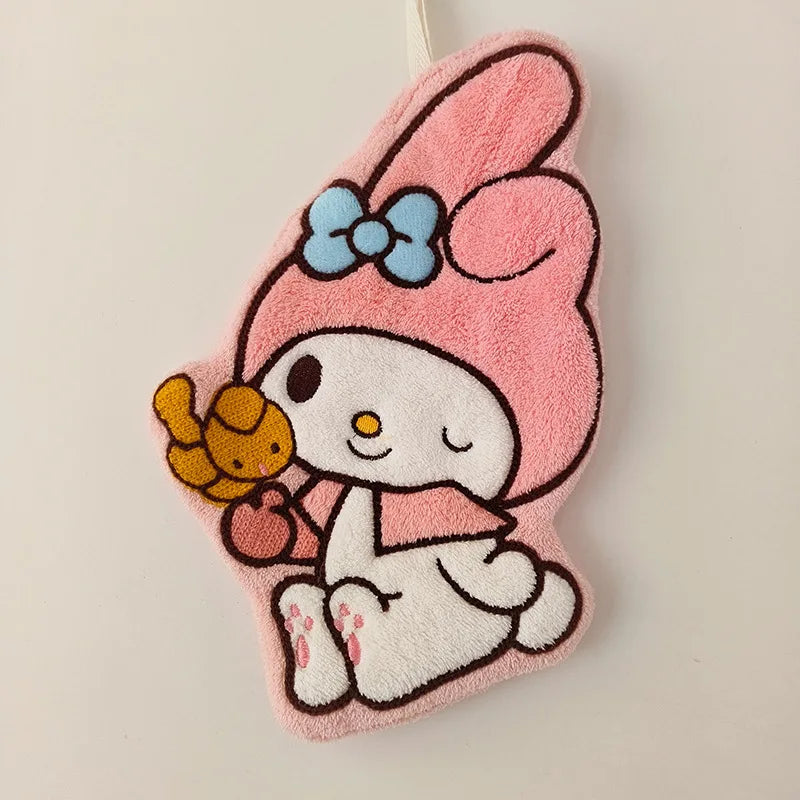 Hello Kitty Coral Velvet Hand Towels – Cute Hanging Absorbent Towels (1 or 4 Pack) for Bathroom & Kitchen