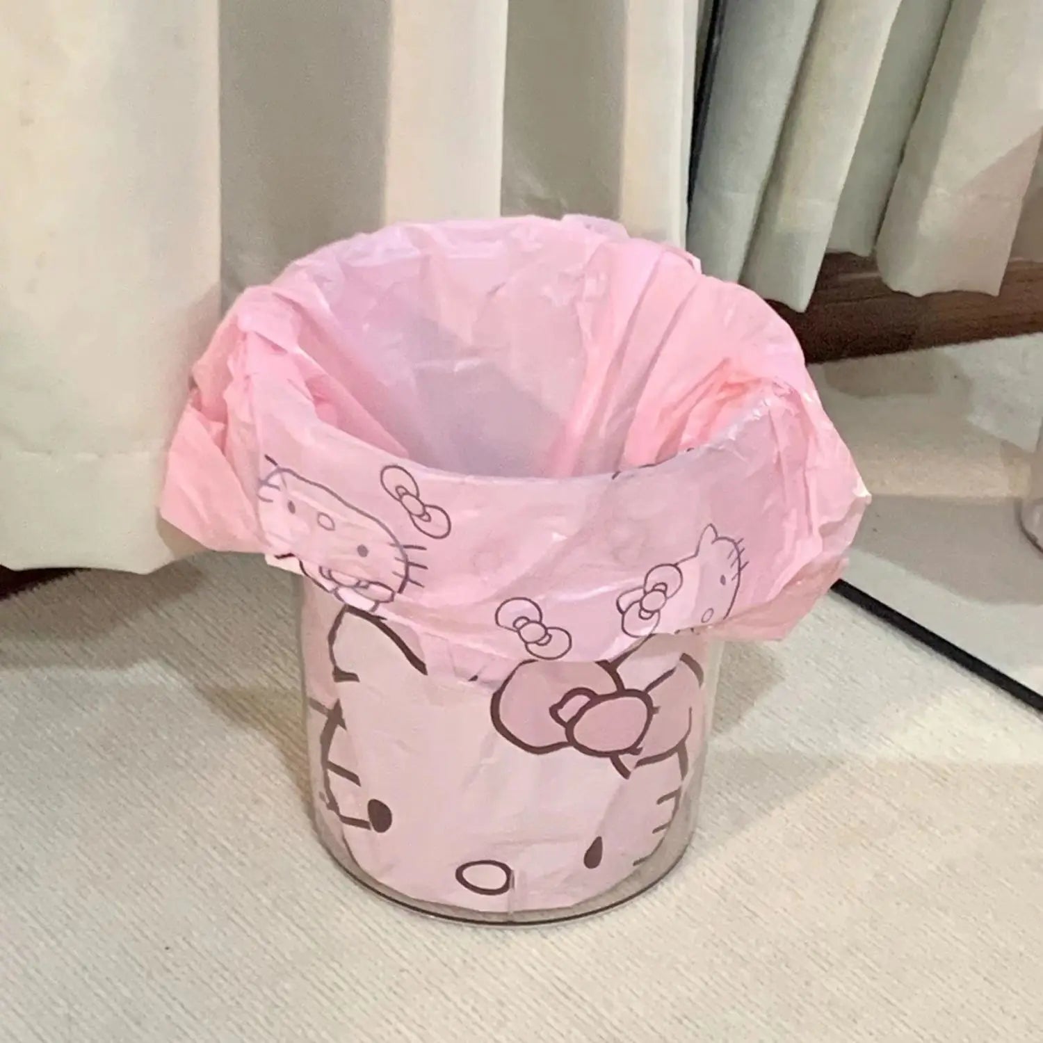 Cute Cartoon Kawaii Hello Kitty Cat Pattern Portable Bin Bag Vest Bag Plastic Bag Pink Tote Bag Storage Bag Household Waste Bag