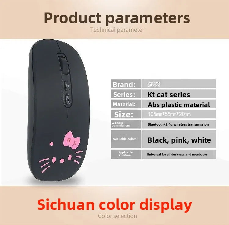 Cute cartoon character Hello kitty wireless Bluetooth dual-mode mouse Cute and fun rechargeable universal mouse Holiday gift