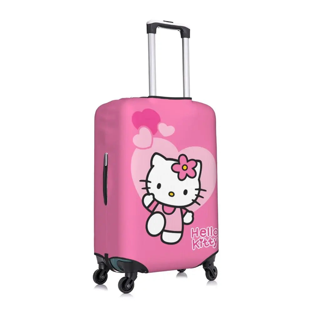 Custom Girls Kitten Classical Printing Luggage Cover Elastic Cute KT Cat Travel Suitcase Protective Covers Fits 18-32 Inch