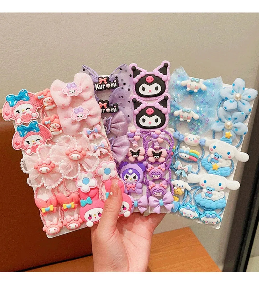Hello Kitty Hair Accessories Set – Cute Cartoon Hair Ties, Hair Clips & Scrunchies for Girls and Kids