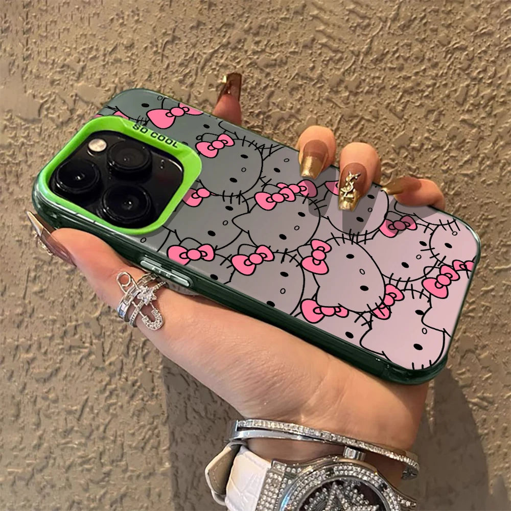 Phone Case for iPhone 17 16 Pro 15 14 ProMax Sanrio Cartoon Hello Kitty Matte XR X XS 7 8 13 14 Pro Max 15 Plus IMD Laser Cover