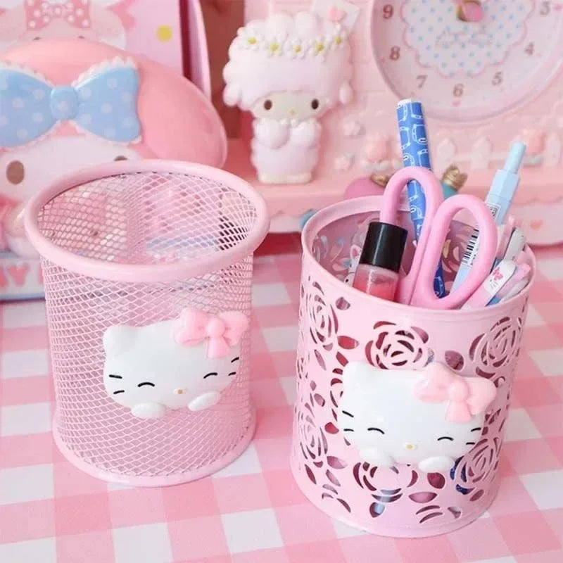 Hello Kitty Sanrio Cartoon Pen Holder – Creative Kawaii Desktop Storage Box – Cute Desk Organizer for School & Home Decor