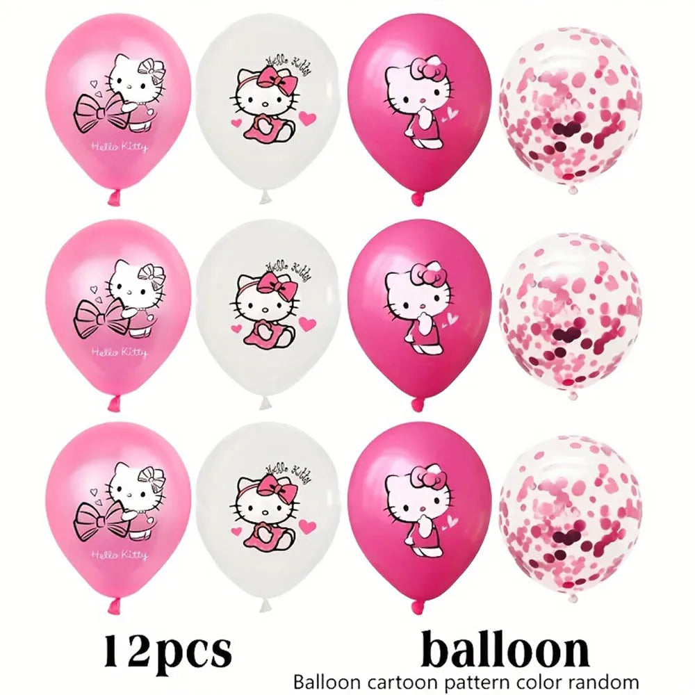 1Set New Cartoon Cute Kitty Cat Balloons My Melody Anime Balloons for Kids' Happy Birthday Party Decorations Anniversary Gifts
