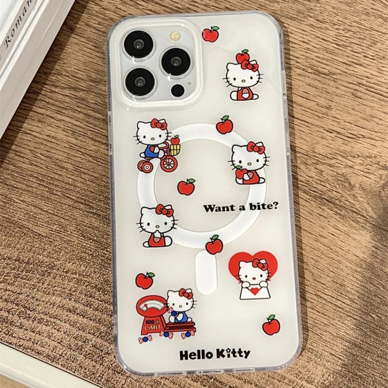 Hello Kitty MagSafe Wallet Phone Case – Magnetic Card Holder & Wireless Charging Cover for iPhone 13, 14, 15, 16 & 17 Pro Max