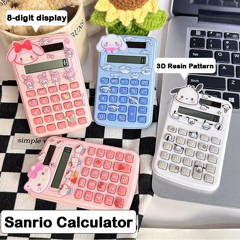 Cute Cartoon Calculator for Students Mini Portable 8-Digit Display Math Office School Supplies Accounting Tool Gift Essentials