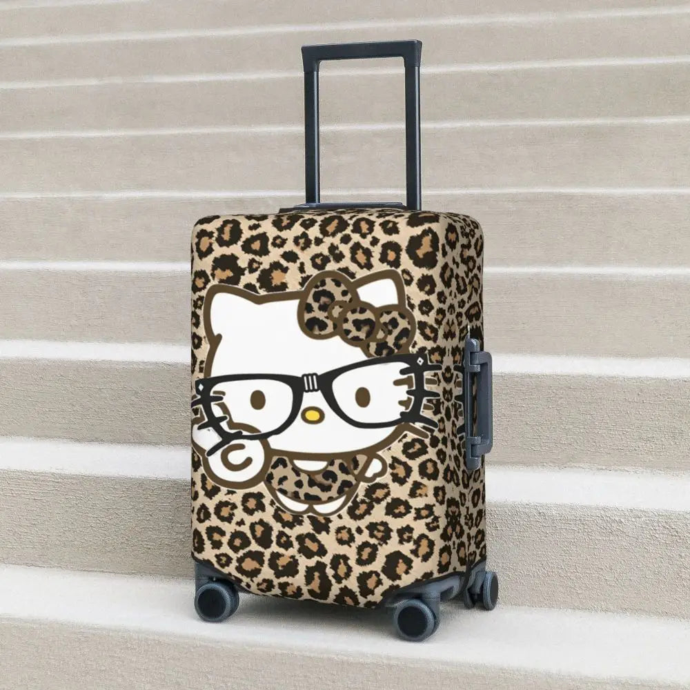 Custom Girls Kitten Classical Printing Luggage Cover Elastic Cute KT Cat Travel Suitcase Protective Covers Fits 18-32 Inch