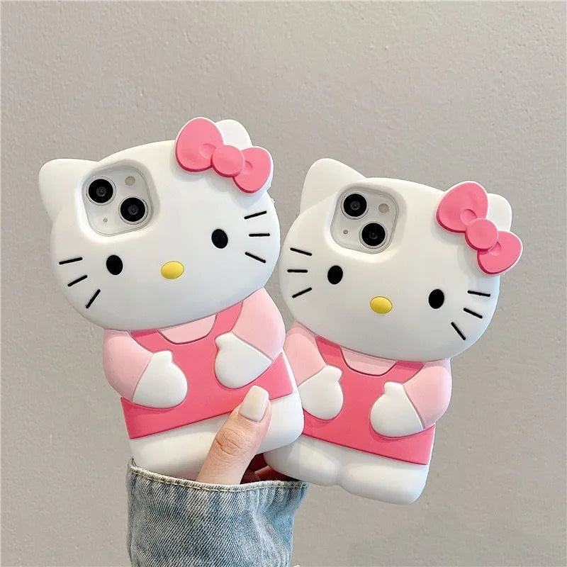 3D Candy Hello Kitty Cartoon Silicon Soft Phone Case for iPhone 17 16 15 Pro Max 14 Plus 12 Pro 13 Mini 11 7 8 X XS XR 4 5S
