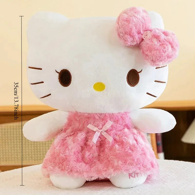 35cm Sanrio Hello Kitty & My Melody Plush Doll – Kawaii Rose Soft Stuffed Pillow Toy for Kids & Gifts