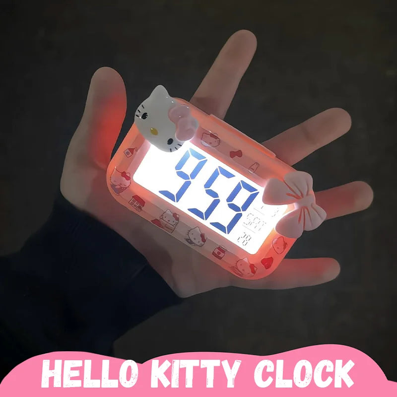Hello Kitty Mini Night Light Alarm Clock Cute Timer Multi Functional Portable Desk Clock Birthday Gift Holiday Gift