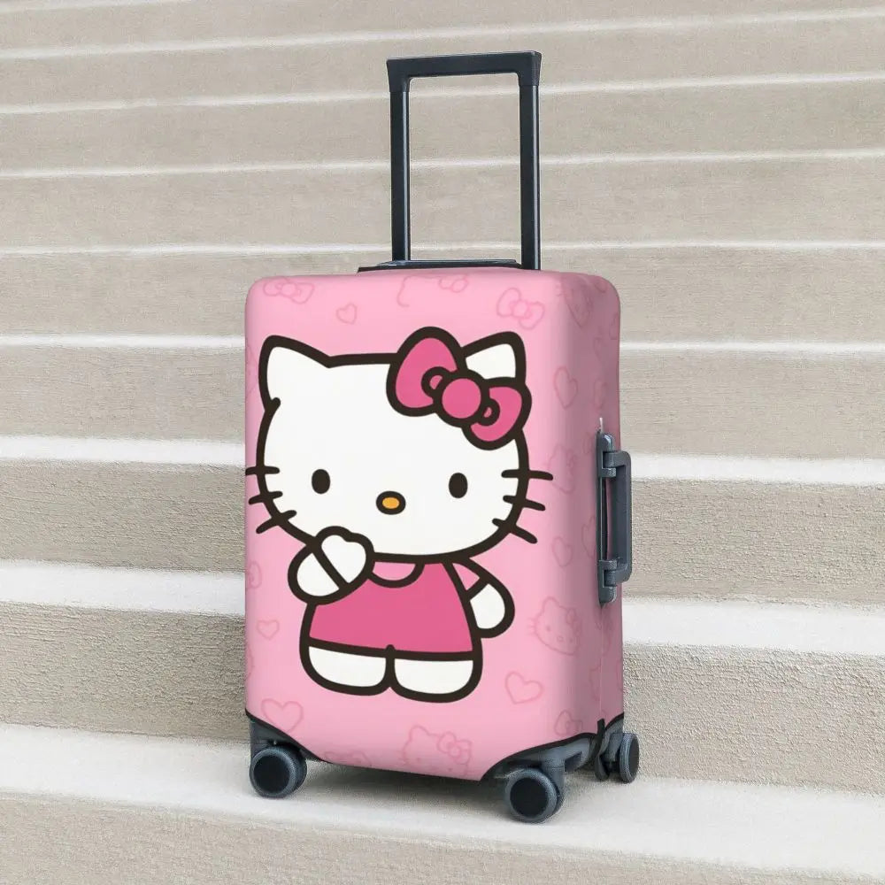 Custom Girls Kitten Classical Printing Luggage Cover Elastic Cute KT Cat Travel Suitcase Protective Covers Fits 18-32 Inch