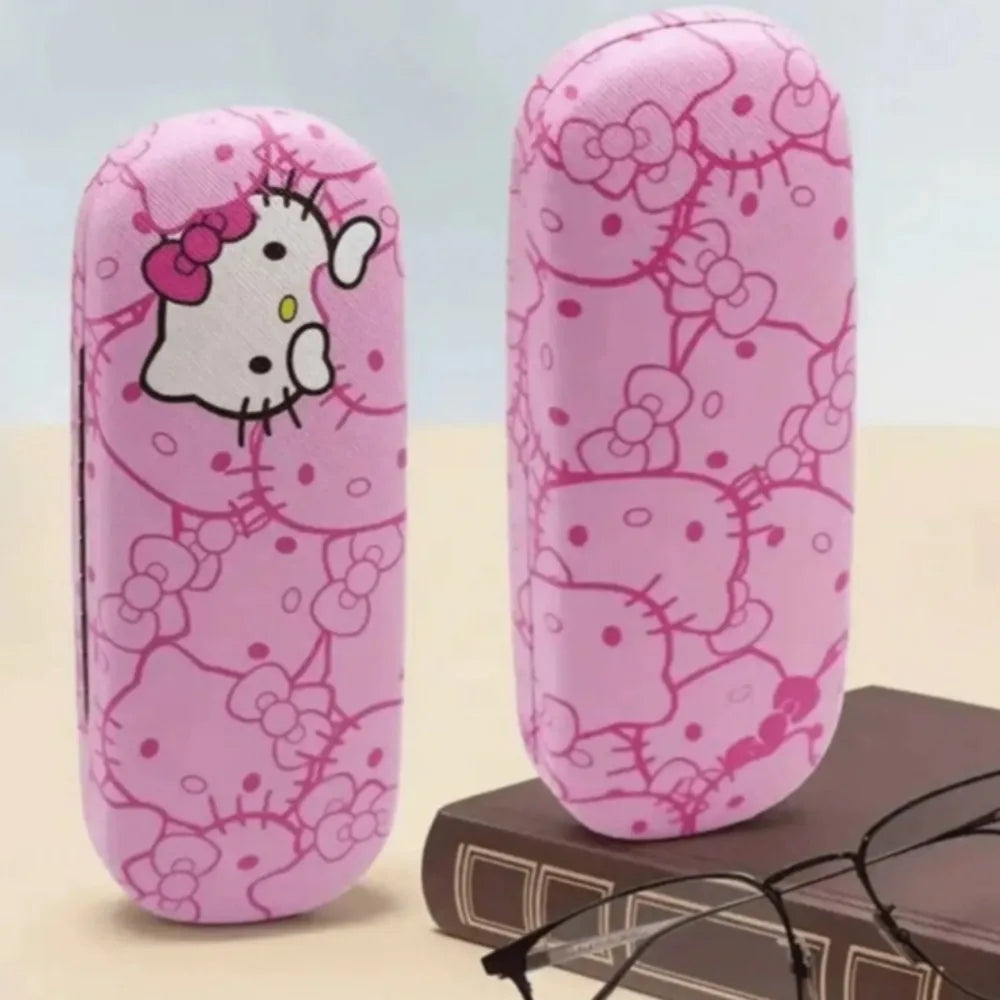 3pcs Hello Kittys glasses case and cloth Pink cat head design Soft microfiber Used to clean and put  glasses, mobile phones