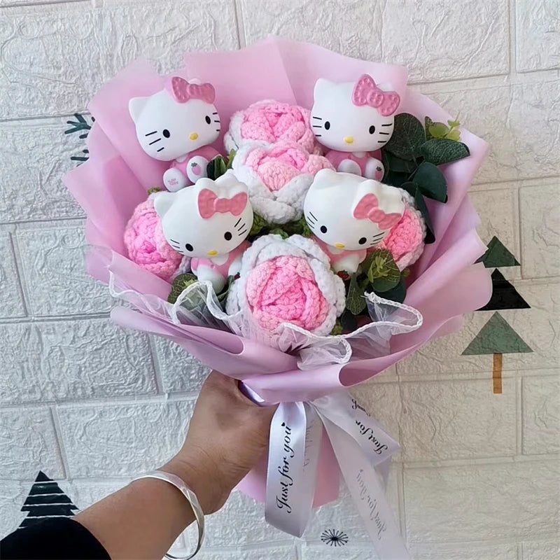 Hello Kitty Cartoon Plush Bouquet – Rose Flower Doll Arrangement for Home Decor & Gift (Valentine’s, Christmas & Wedding)