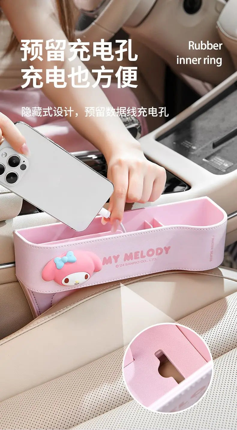 Cute Sanrio HelloKitty 2026 Car Storage Organizer for Seat Gap Kuromi My Melody Cartoon Anime Kawaii Phone and Trash Holder