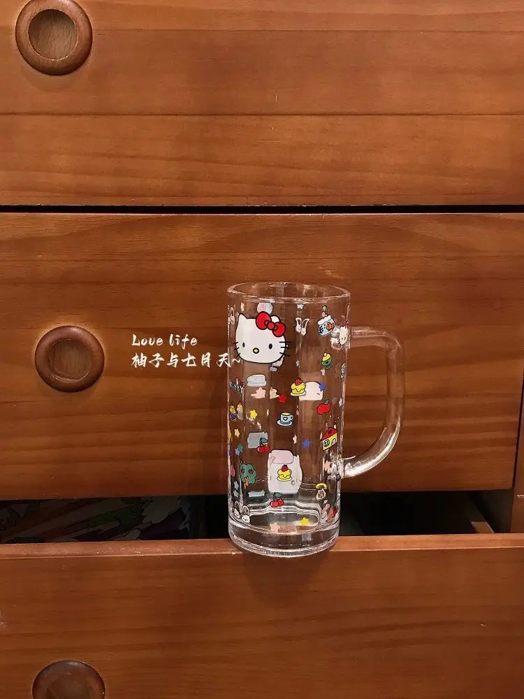 Sanrio Hello Kitty Glass Cup Yanzhijia Party Atmosphere Beer Mug Fashion Simple Cartoon Send To Friends Birthday Gift Cute 2026